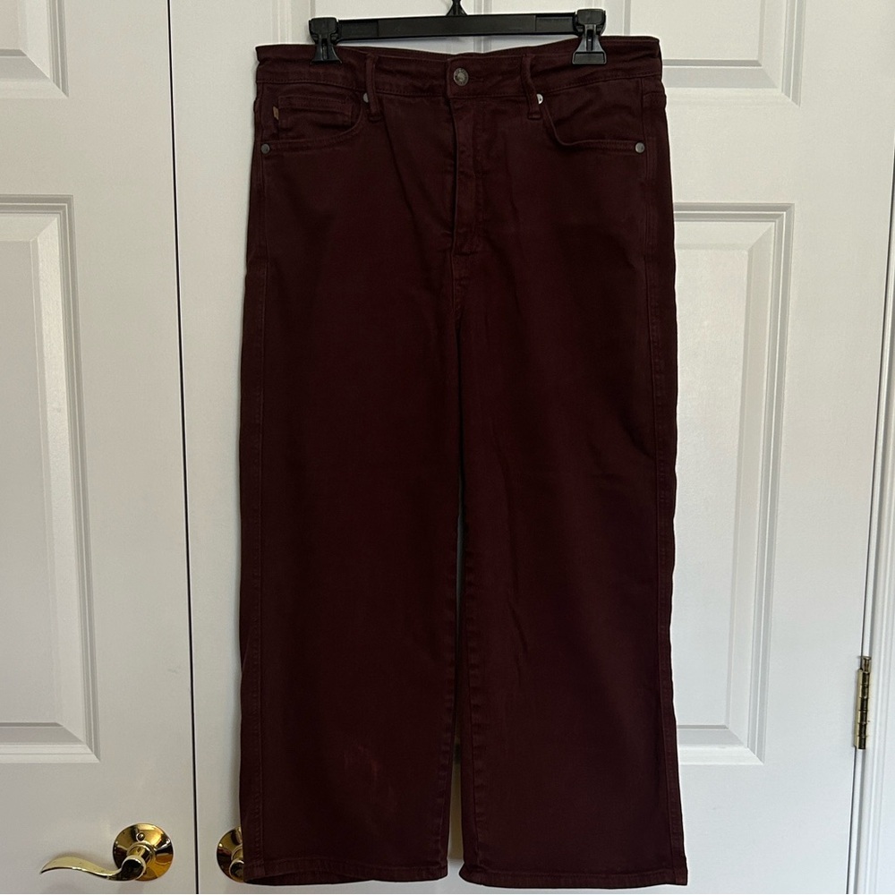 Judy Blue High Waisted Tummy Control Oxblood Red Wide Leg Cropped Jeans - Picture 2 of 11